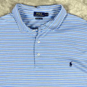 Ralph Lauren Golf Polo Pima Cotton Blue Pony Men's 4XB Blue Stripe Short Sleeve